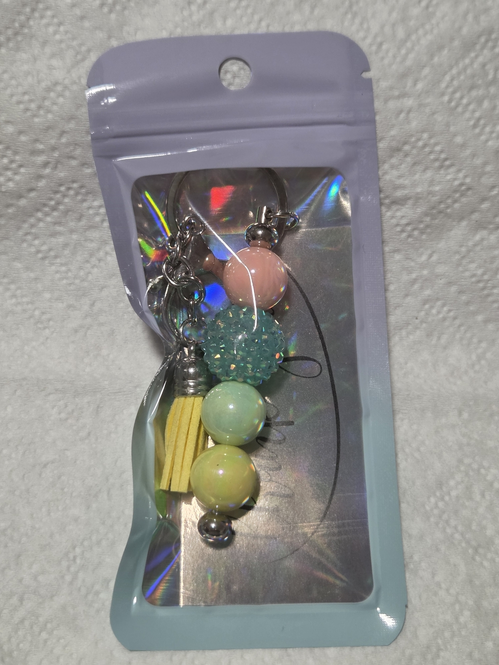 Pastel Bead & Tassel Keychain Charm - Pink, Mint, Yellow